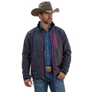 Cinch Western Fleece Zip Up Jacket Men's M Charcoal Heathered Embroidered Logo